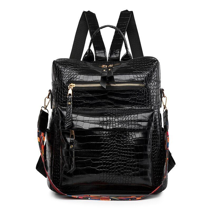 Backpacks Stone Pattern Synthetic Leather Women Shoulder Bags Large Cotton 1 PC