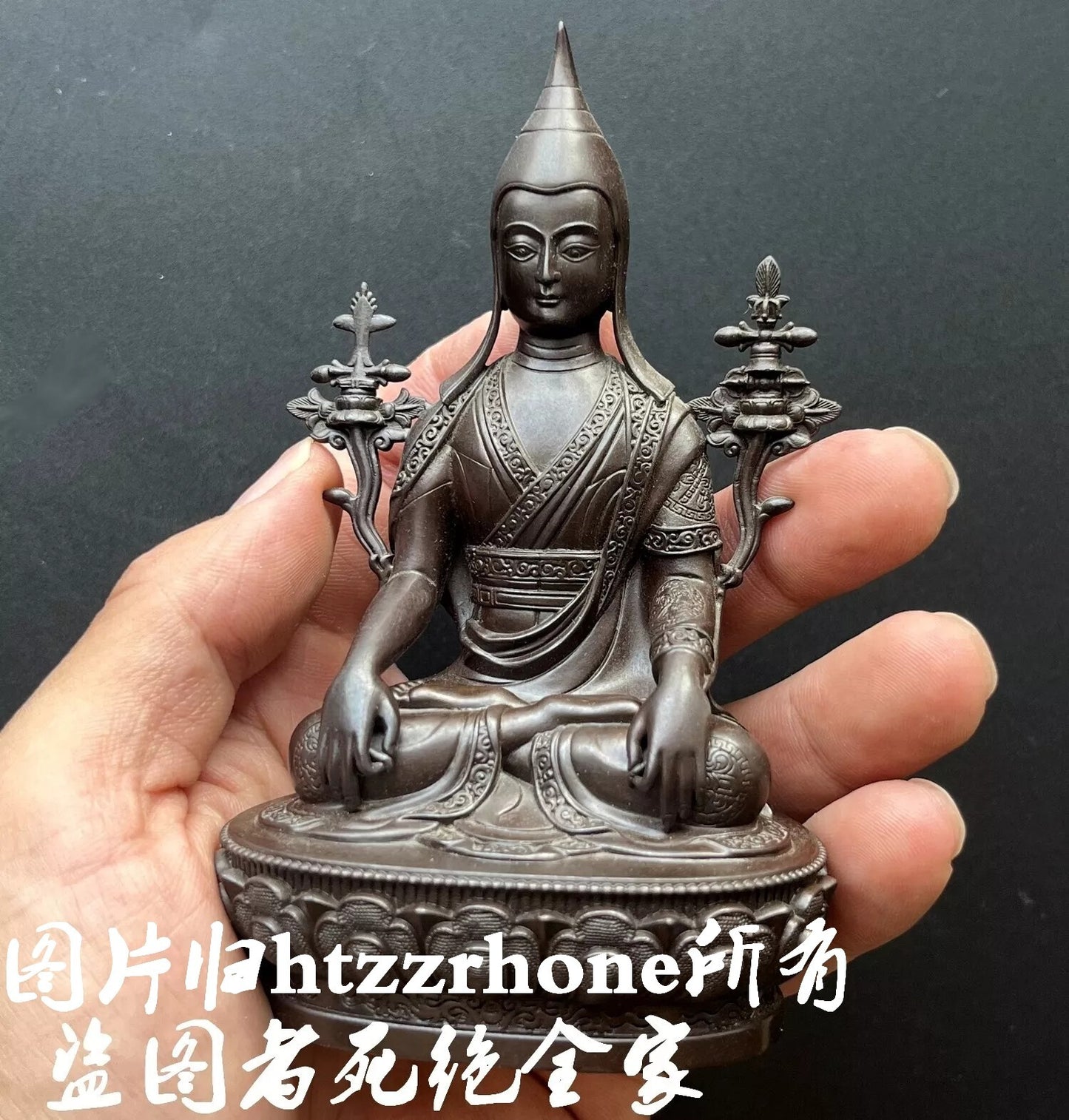 4.8" Brass Tibetan Longchen Rabjampa Statue Longchenpa Buddhism Feng Shui Decors