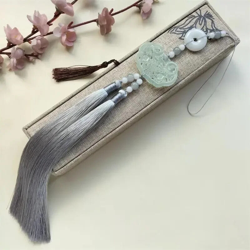 Hanfu Green Jade Tassel Pendant Pressure Skirt Pendant Accessories Antique Hanfu