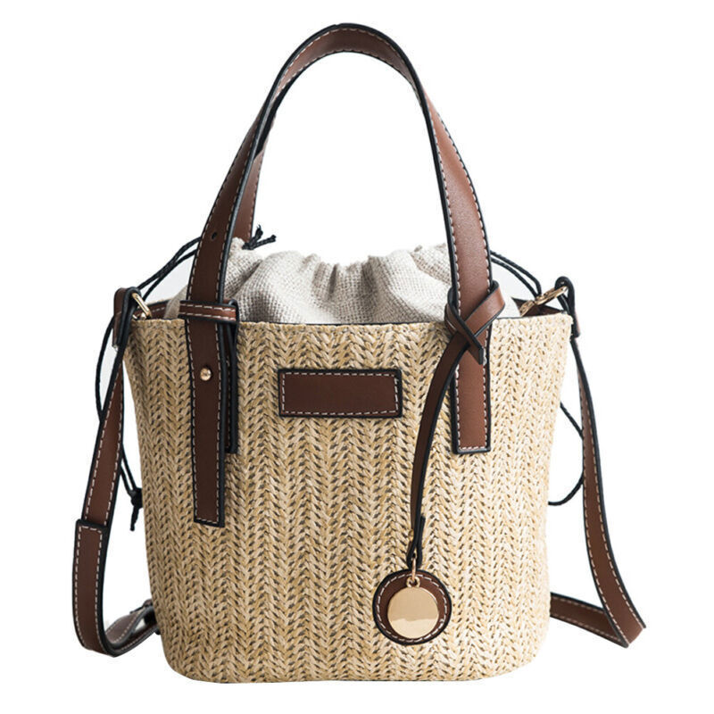 Summer Beach Straw Simple Portable Bucket Small Bag Out Fashion Bag New