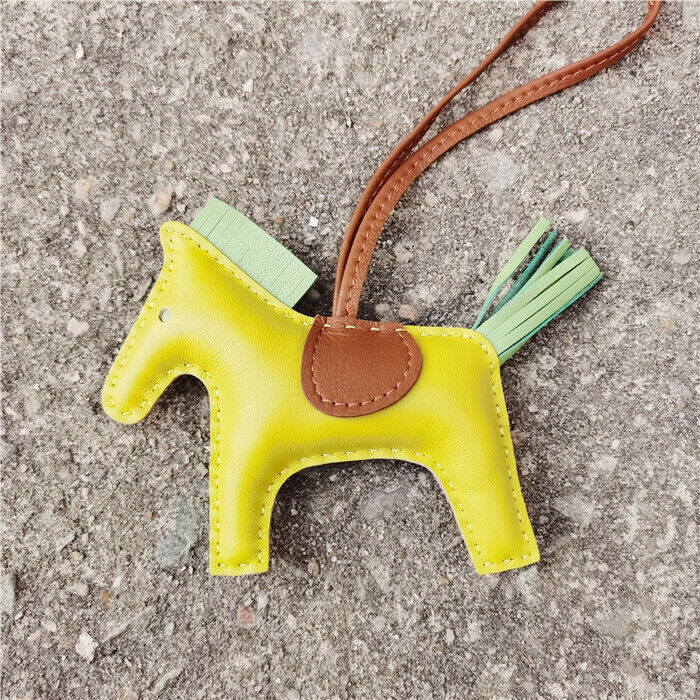 Genuine Leather Horse Bag Charm Hanging Key Ring Purse Accessories Keychain