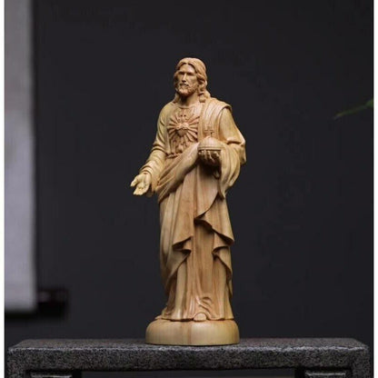 Home Decoration Religious Solid Wood Carving Wood Carving Jesus Statue