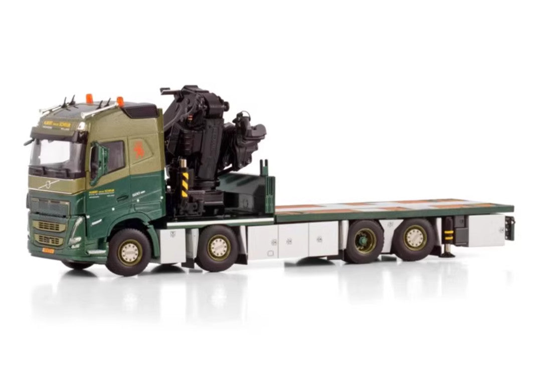 1:50 WSI VOLVO FH5 8X2 TAG AXLE RIGID FLATBED TRUCK Crane Machine Diecast Model