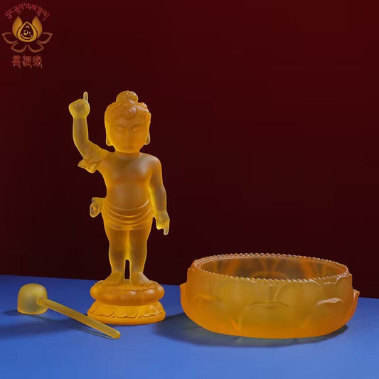 6" Tibetan 1set Resin Young Baby Sakyamuni Buddha Statue Bathing Buddha