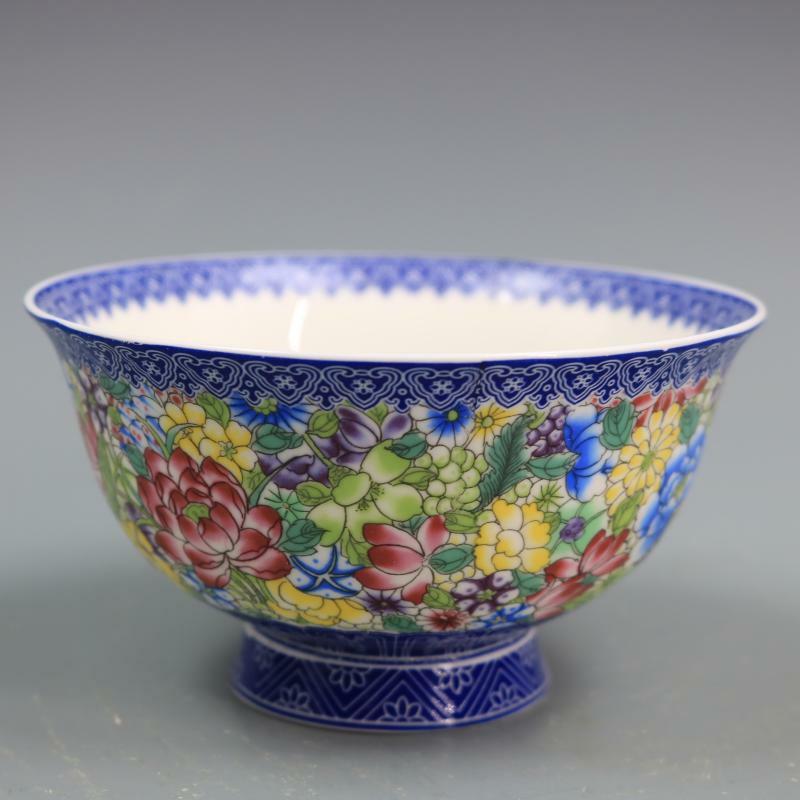 Chinese Jingdezhen Porcelain Blue and White Famille Rose Bowl