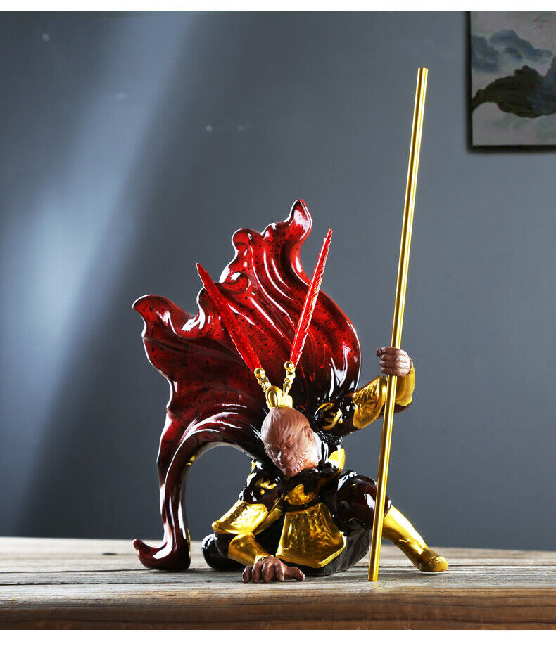 creative monkey king statue porcelain tea pet home table decoration with bar new