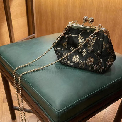 Retro Shoulder Messenger Bag Clutch Striped Gold Bag Luxury Little Handbag Green