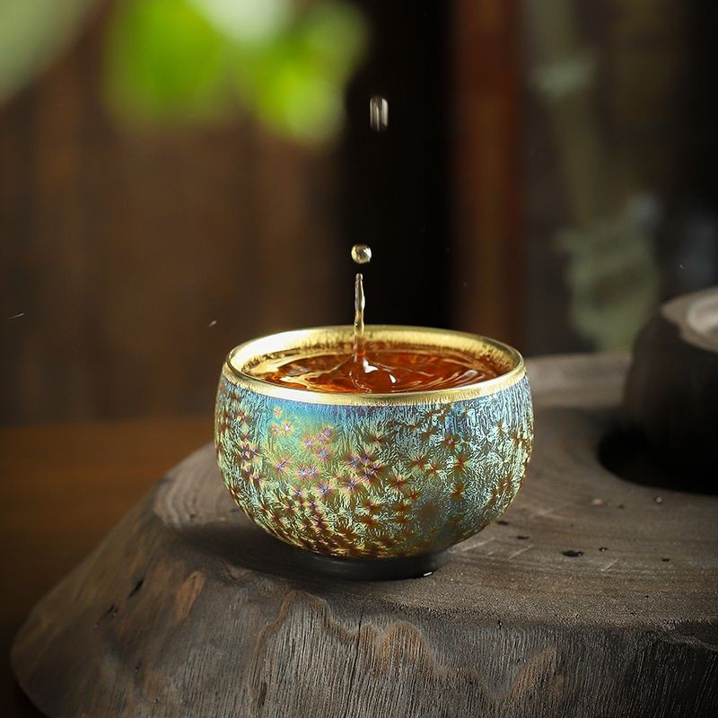Colorful Kiln Change Ceramic Teacup Gilded Master Cup Kung Fu Tea Cup