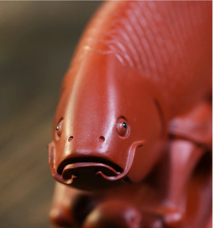 Chinese Yixing Handmade Zisha DaHongPao Clay arowana tea Pet Gongfu Tea Pet
