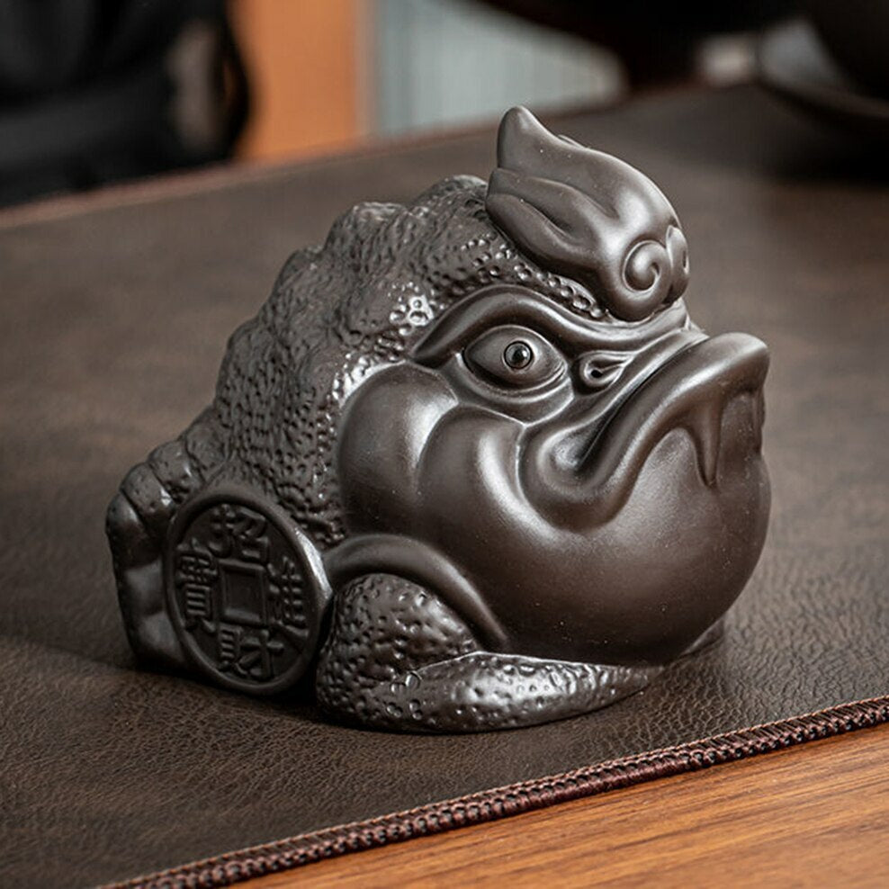 11cm Purple Clay Tea Pet Golden Toad Tea Play Tea Ceremony Ornaments Tea Set