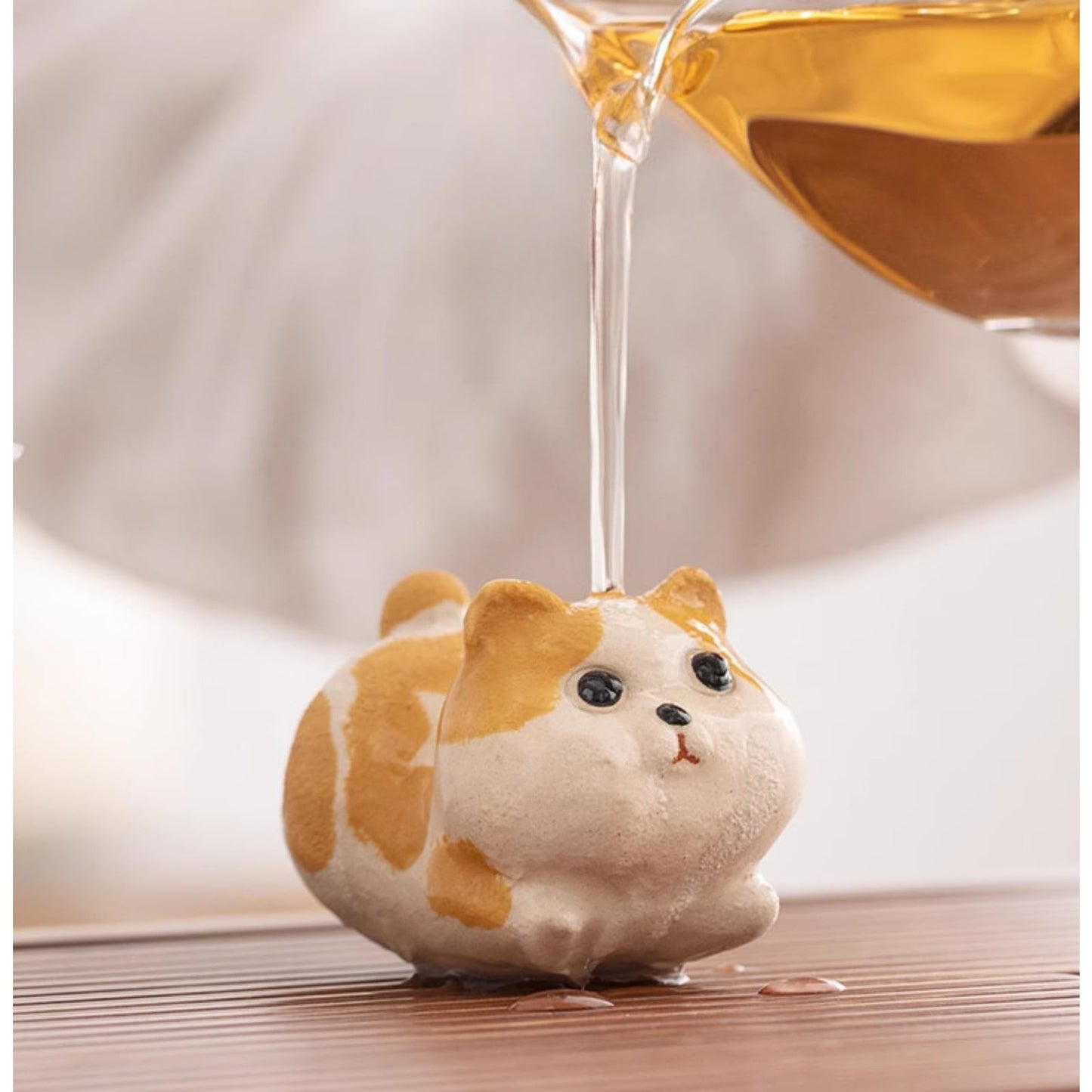Purple Sands Orange Cat tea pet Ornament 6.5cm 2.2in Kung Fu tea set Decoration