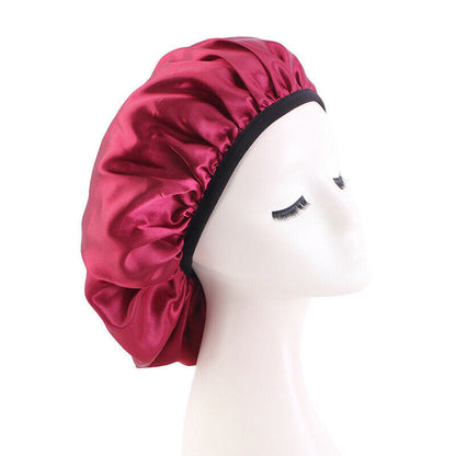 Stretch Thin Brim Round Cap Makeup Cap Satin Nightcap Nursing Hat Solid Color ⊰