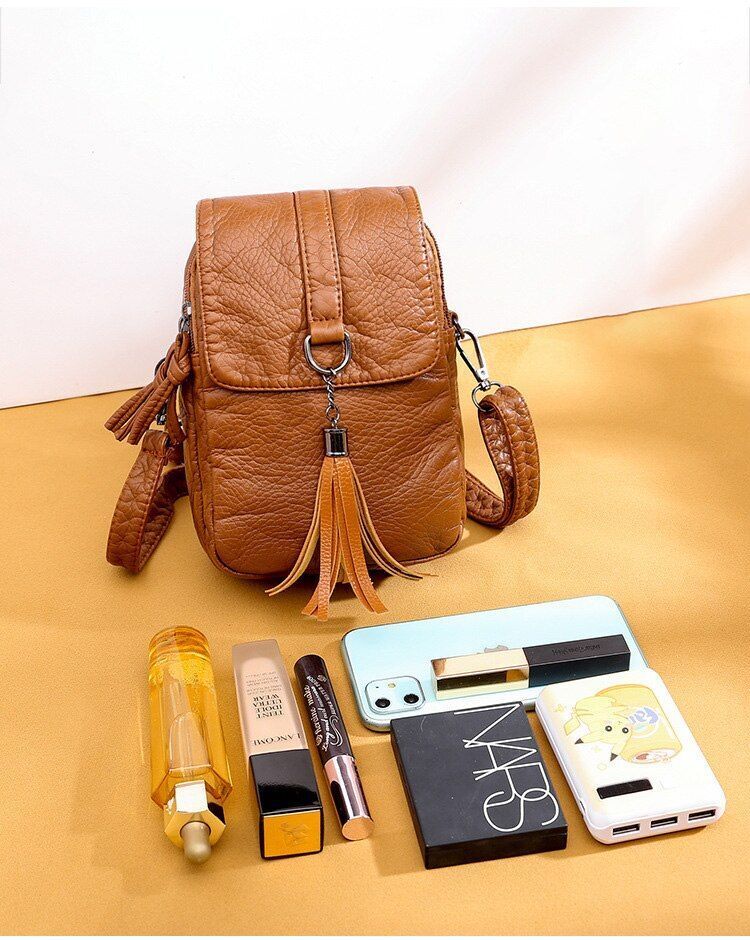 Small Shoulder Messenger Bag Leather Wallet Phone Bag Female Flip 21×14×7cm 1 PC