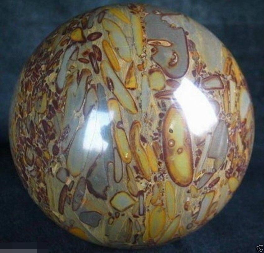 Bamboo Stone Sphere, Crystal Rock Ball Healing,Rock 48mm + stand