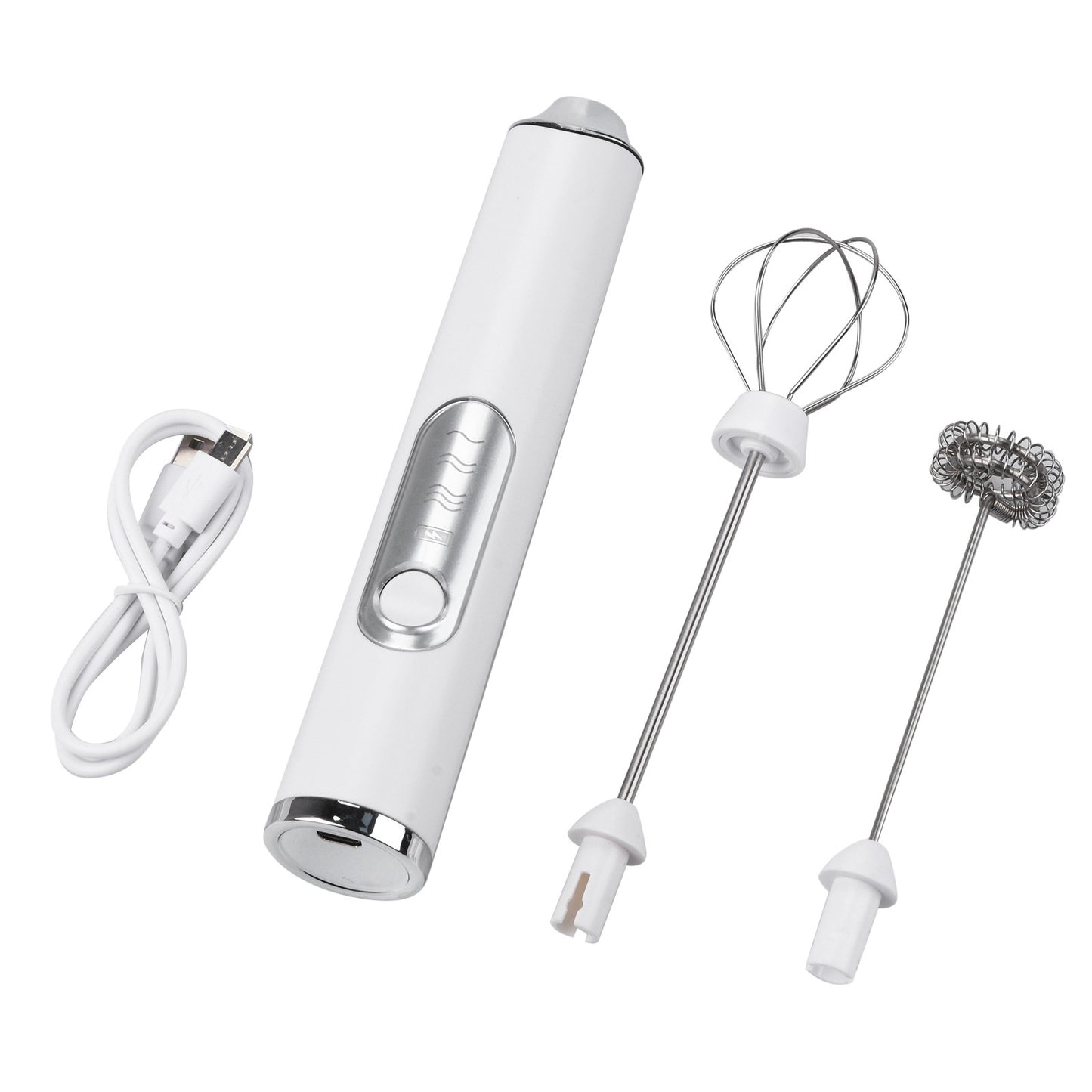 White Mini Electric Foamer Milk Frother Egg Beater Stirrer Whisk Mixer Tool qq