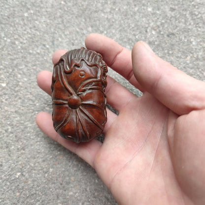 Vintage Wooden Ornaments Boxwood Carving Baby Buddha Statue Figurine Lotu Flower