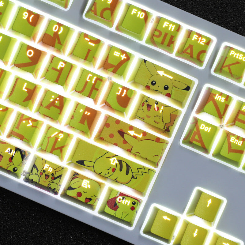 New Anime Pokémon 108 Keys PBT Light Backlit Keycap Set F/Mechanical Keyboard