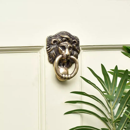 Antique Look Brass Majestic Lion Door Knocker Door Bell Home Decor