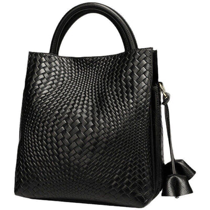 Fashion Bucket Bag Genuine Leather Handbag Purses Soft Casual Tote Bags Cotton