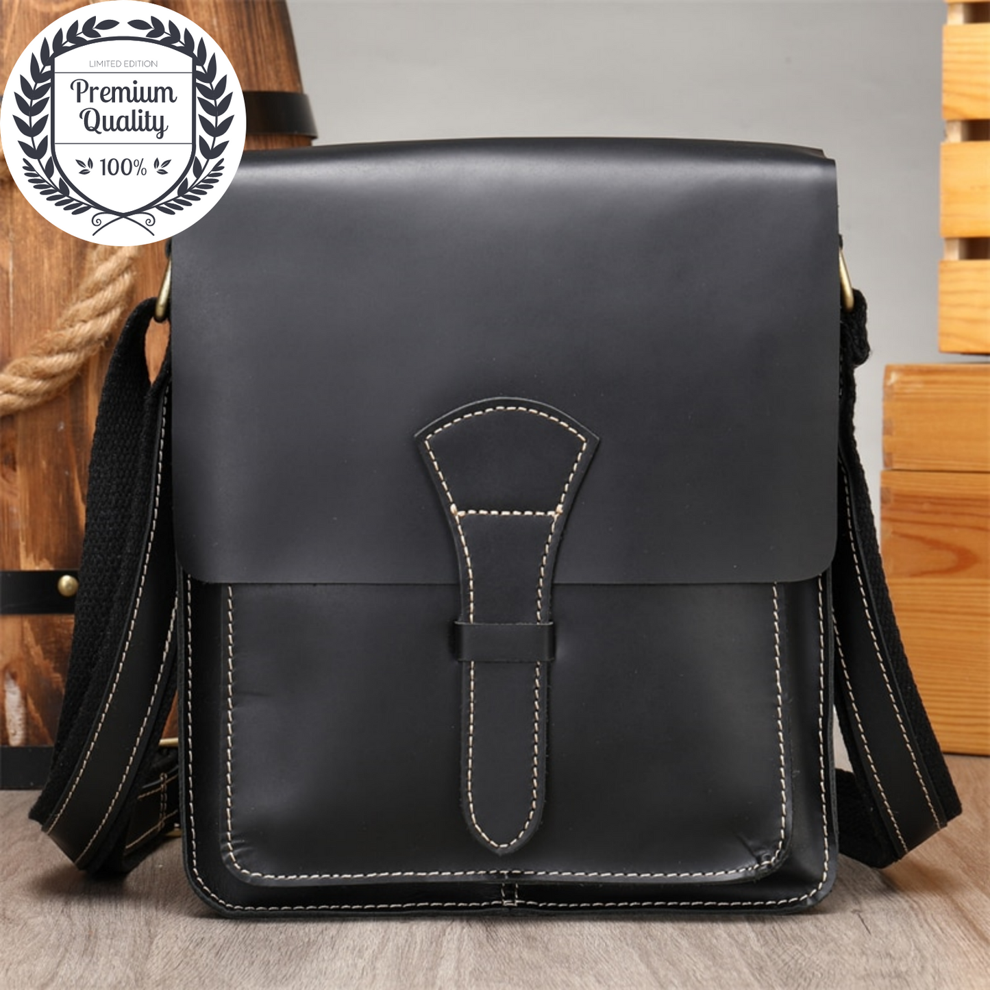 GENUINE LEATHER Luxury Men Bag Vintage Messenger Crossbody Shoulder Satchel Pack
