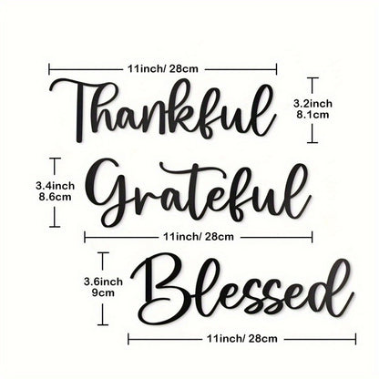 CIFbuy 3PCS Black Gratitude Metal Wall Art - Aesthetic 'Appreciate Life' Decor