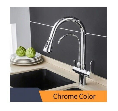 Kitchen Faucets Water Filter Taps Dual Handle Deck Mounted Three Ways Sink Mixer