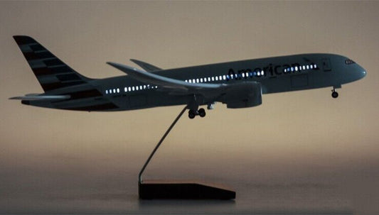 44CM American BOEING 787 Aircraft Led Sound-controlled Light Resin Plane Model