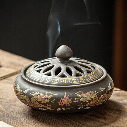 Chinese Incense Burner Ceramic Incense Bowl Indoor Buddhist Home Decor Tearoom