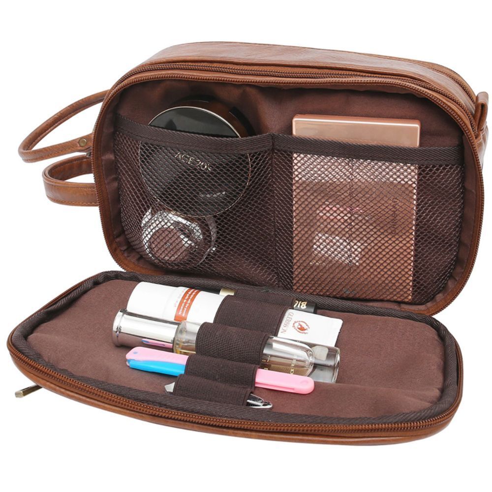 Water-Resistant Synthetic Leather Toiletry Bag Travel Wash Bag Makeup Organizer
