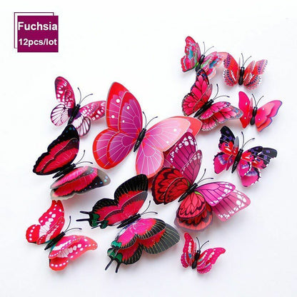 Wall Sticker 3D Double Layer Butterfly Home Decoration Decal Party Fridge Magnet