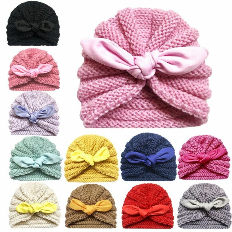 Baby Hat Knitted Winter Girls Bonnet Beanie Turban Newborn Cap Boys Accessories