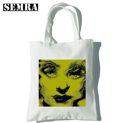 Punk Vintage Large Cartoon Canvas Bag Gothic Shopper Bag Shoulder Bag Pocket 1PC