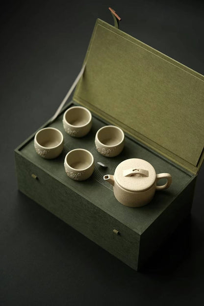 5pcs of set chinese Yixing Handmade Zisha HanWa White Clay tea cup Gongfu teapot