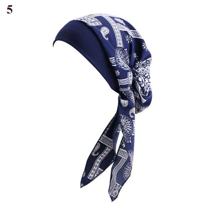 Ladies Long Tail Chemo Cap Turban Hat Headscarf Braid Hat Fashion Pirate Cap