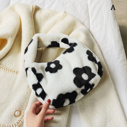 1pc Women Girls Fluffy Shoulder Bag Top-handle Bag Female Autumn Winter Handbag