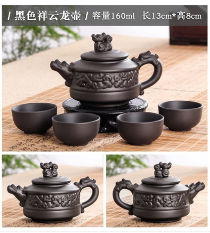 Yixing Dragon Teapot Sets Ceramic Purple Clay Kung Fu Tea Set 1 Teapot + 4 Cups