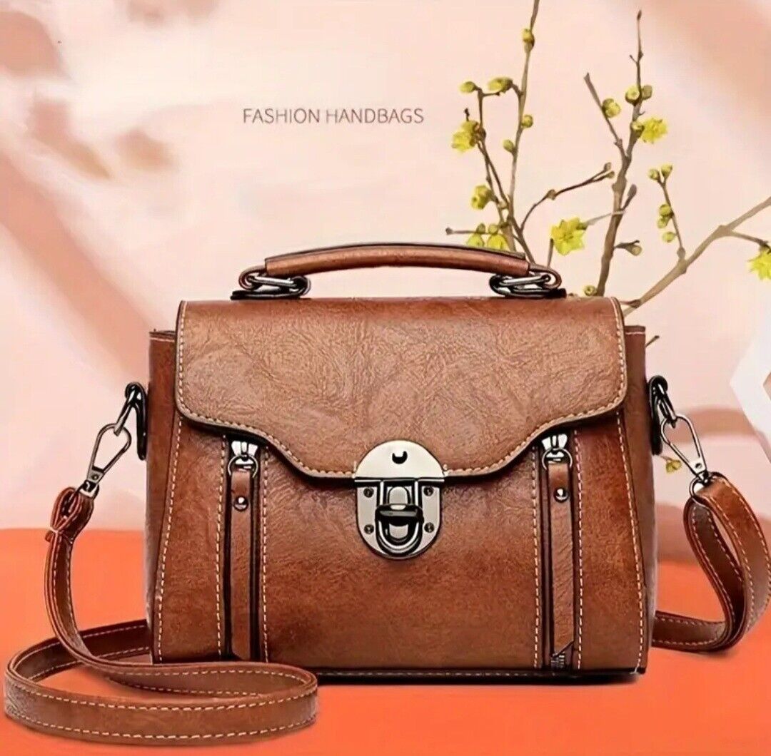 Shoulder Bag For Women Pu Leather Handbag Crossbody Bag Brown Purse Messenger