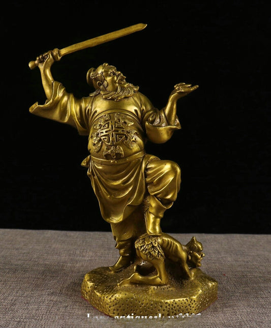 10.8" Old China Taoism Bronze Brass Zhong Kui Immortal God Patron Saint Statue