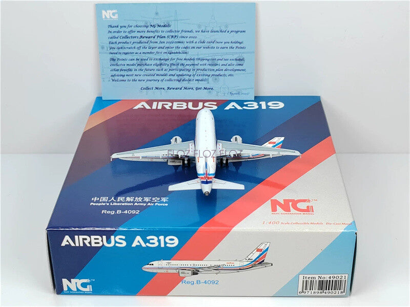 NG Models PLA Air Force for Airbus A319-100 B-4092 1/400 Plane Pre-built Model