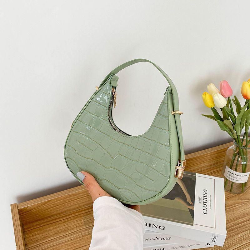 Silver 1PC Handbag Stone Pattern Underarm Shoulder Bag Elegant Purse 21*19*6 CM