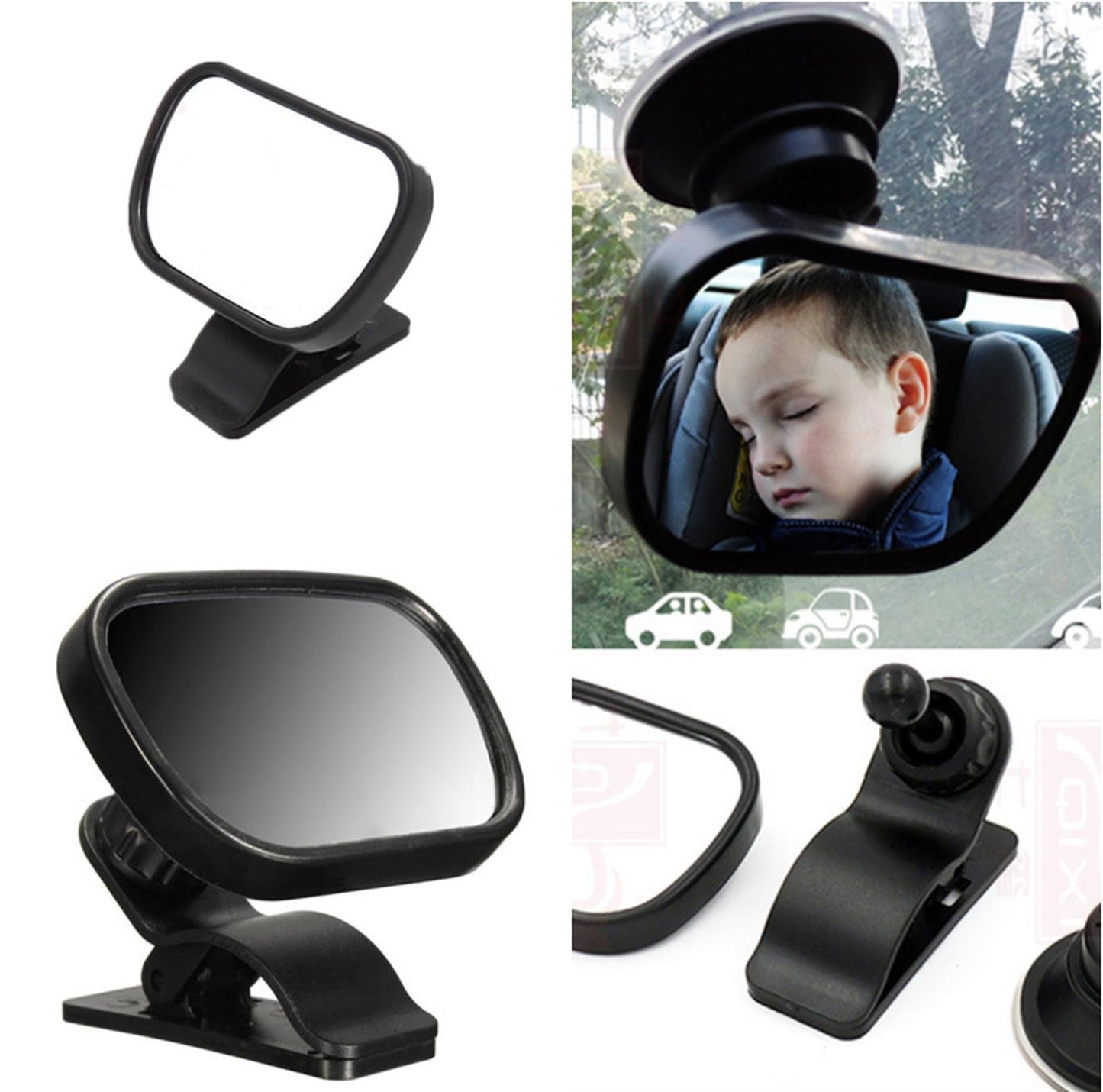 Car Baby Back Seat View Mirror For Infant Child Toddler Safety Suction&Clip A