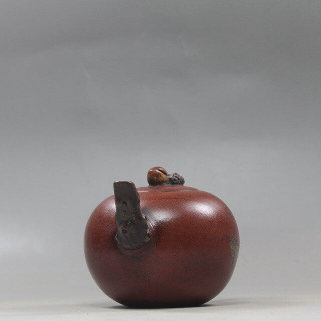4.9”China Yixing Zisha Pottery Plain Cement Purple Clay Handmade 180ML Teapot