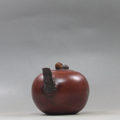 4.9”China Yixing Zisha Pottery Plain Cement Purple Clay Handmade 180ML Teapot