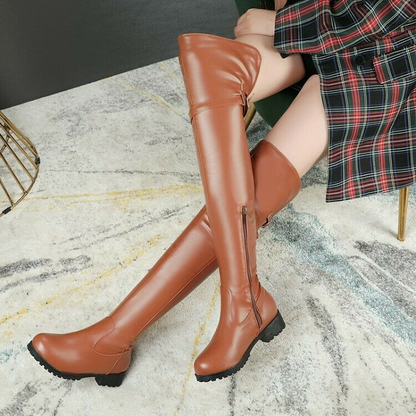 Womens Gothic Zipper Over The Knee High Riding Boots Buckle Thigh Boots Sz 34-48