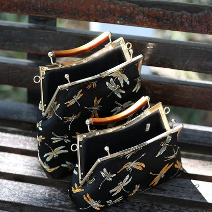 Vintage Lock Shell Bag Handbag Purse Handmade Chain Women Shoulder Crossbody Bag