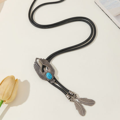 100cm Unisex Bolo Tie Leather Cord Shirt Collar Lanyard