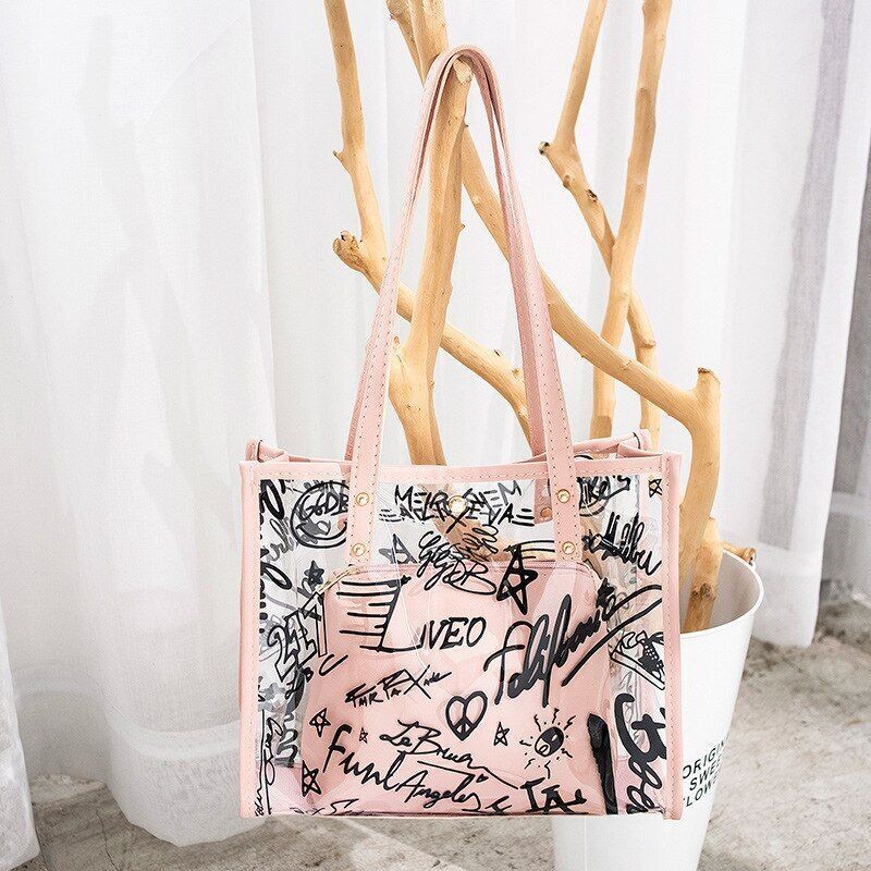 Transparent Composite Bag Leisure Letter One Shoulder Phone Large Capacity Bag