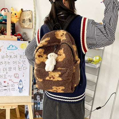 Lamb Hair Backpack Women School Bags Teenage Girls Backpack Bagpack Backpack