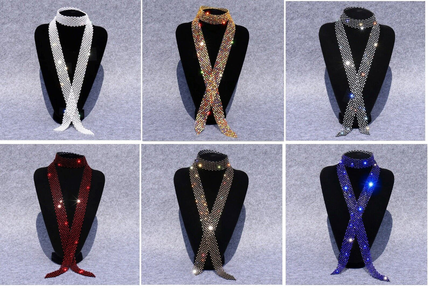 Men Ties Shiny Rhinestones Women Fashion Sequin Party Night Club Bar Accessories