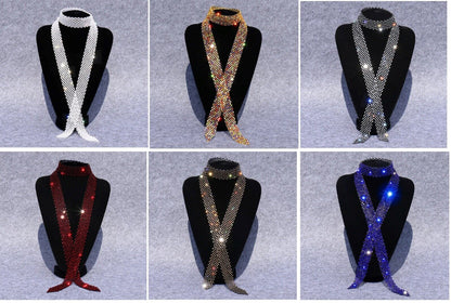 Men Ties Shiny Rhinestones Women Fashion Sequin Party Night Club Bar Accessories